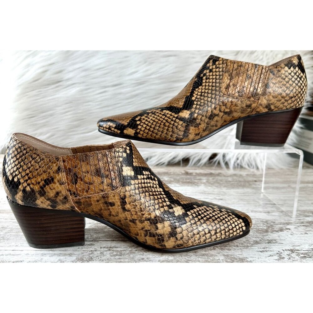 J.CREW Piper Ankle Boots Women’s 8.5 Snake Embossed Italian‎ Leather Block Heel - Picture 10 of 11